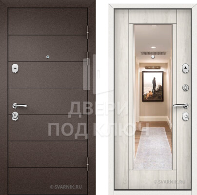 Уличная металлическая входная дверь с зеркалом ДПК-10597