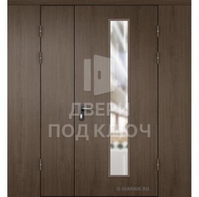 Тамбурная дверь с остеклением, перегородкой и двухсторонним ламинатом ДПК-14916